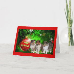 Sheltie Christmas Card Happy Holidays Ball Feiertagskarte