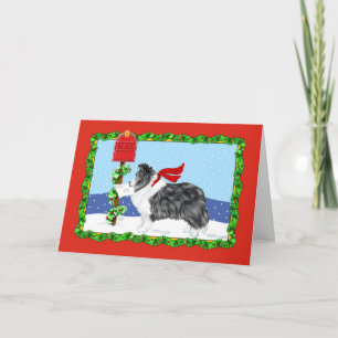 Sheltie Christmas Mail Bi Black Feiertagskarte