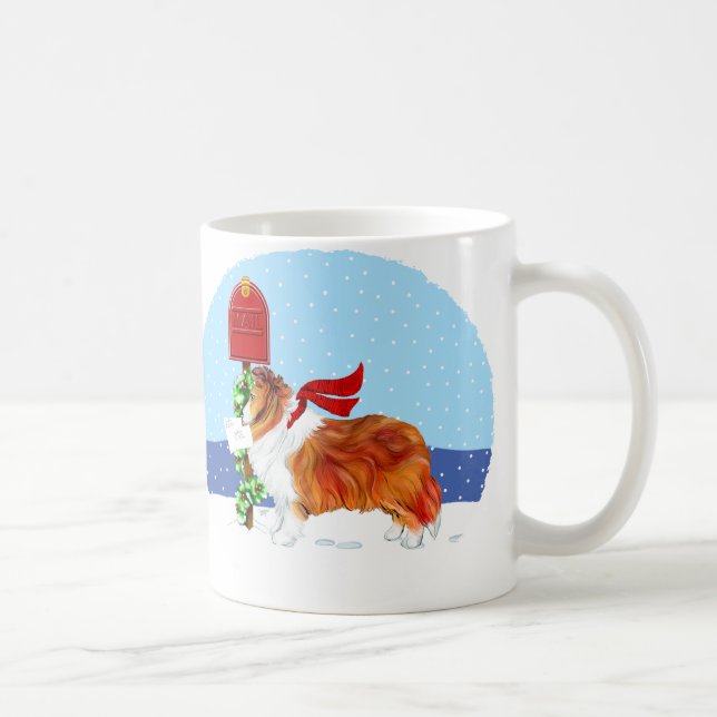 Sheltie Christmas Mail Sable Tasse (Rechts)