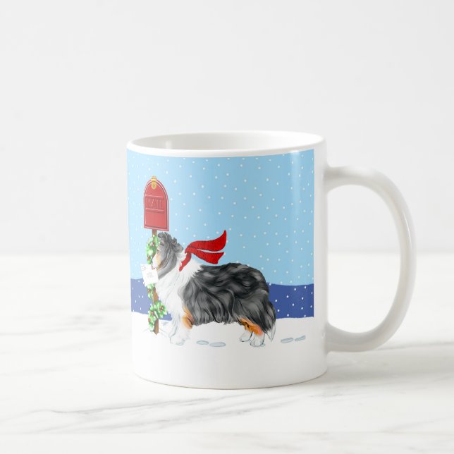 Sheltie Christmas Mail Tri Color Kaffeetasse (Rechts)