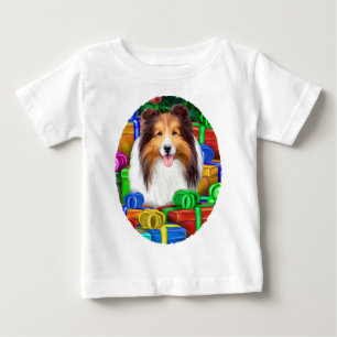 Sheltie Christmas Open Geschenke Verkauf Baby T-shirt