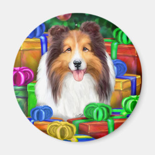 Sheltie Christmas Open Geschenke Verkauf Magnet