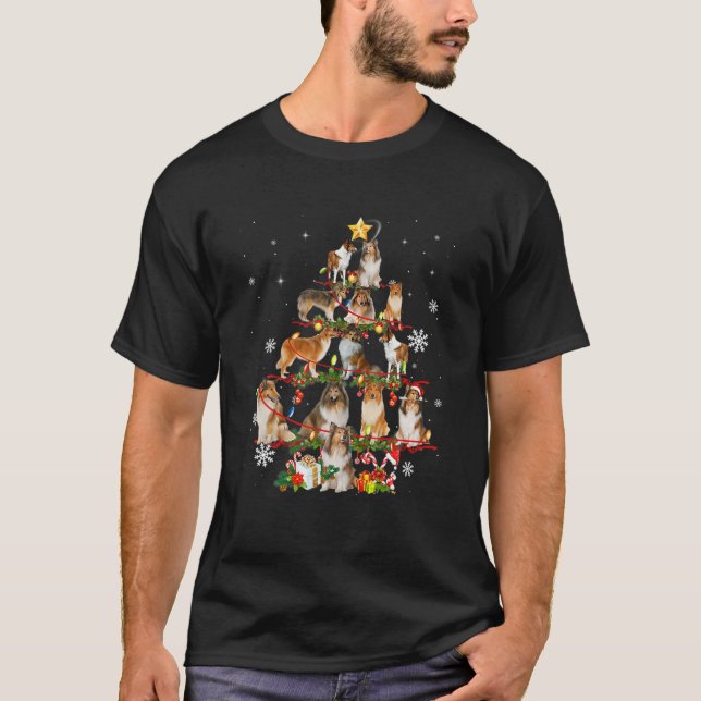 Sheltie Christmas Tree Sheltie Dog Ugly Weihnachte T-Shirt (Vorderseite)