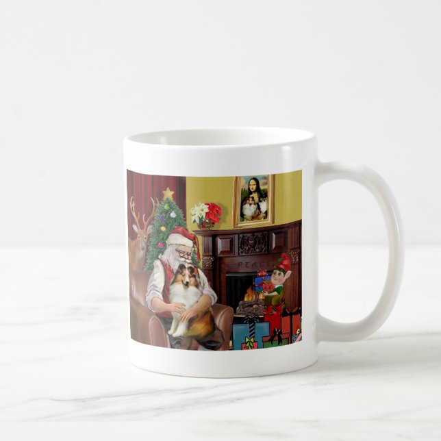 Sheltie des Weihnachtsmanns (sw) Tasse (Rechts)