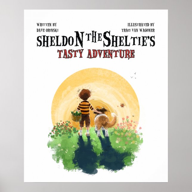 Sheltie Dog and Boy Walk in Sunset Poster (Vorne)
