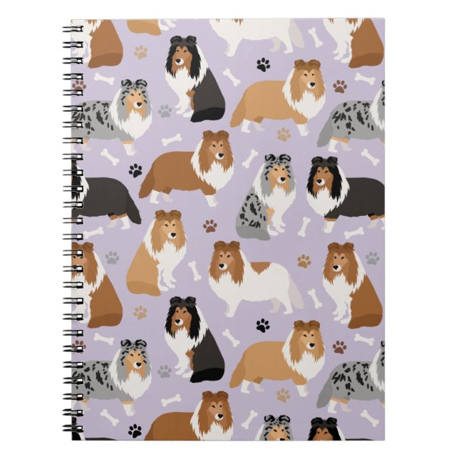 Sheltie Dog Bones and Paws Notebook Notizblock (Vorderseite)