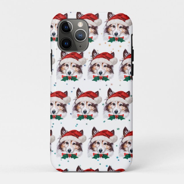 Sheltie Dog Breed Christmas Stars Case-Mate iPhone Hülle (Rückseite)