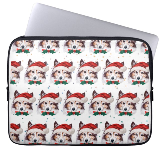 Sheltie Dog Breed Christmas Stars Laptopschutzhülle (Vorderseite)