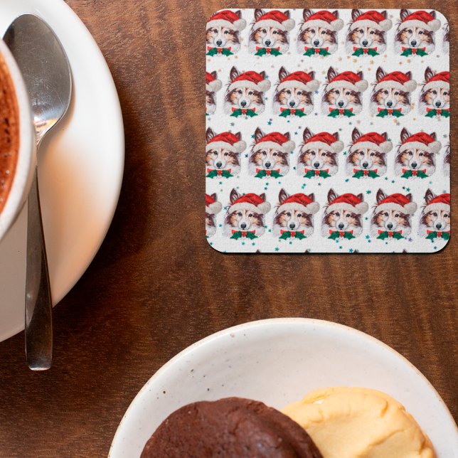 Sheltie Dog Breed Christmas Stars Rechteckiger Pappuntersetzer (Von Creator hochgeladen)