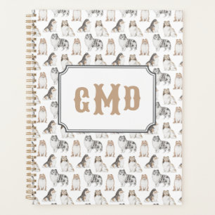 Sheltie Dog Breed Tan Monogram Planer