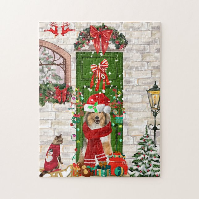 Sheltie Dog Christmas Puzzle (Vertikal)