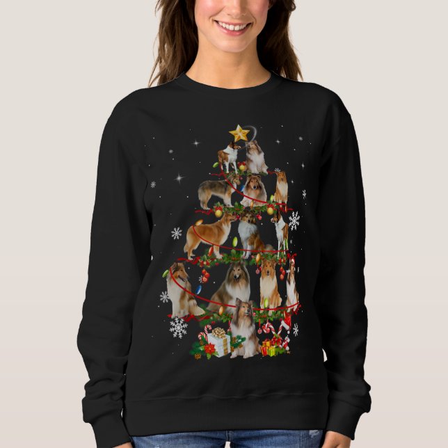Sheltie Dog Christmas Tree Lights Funny Dog Xmas G Sweatshirt (Vorderseite)