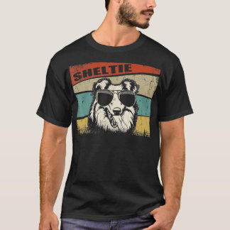 Sheltie Dog Cool Lover Einfach Vintager Retro-Stil T-Shirt