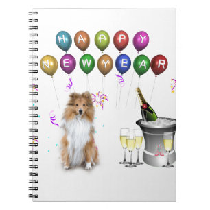 Sheltie Dog Happy New Year Notizblock
