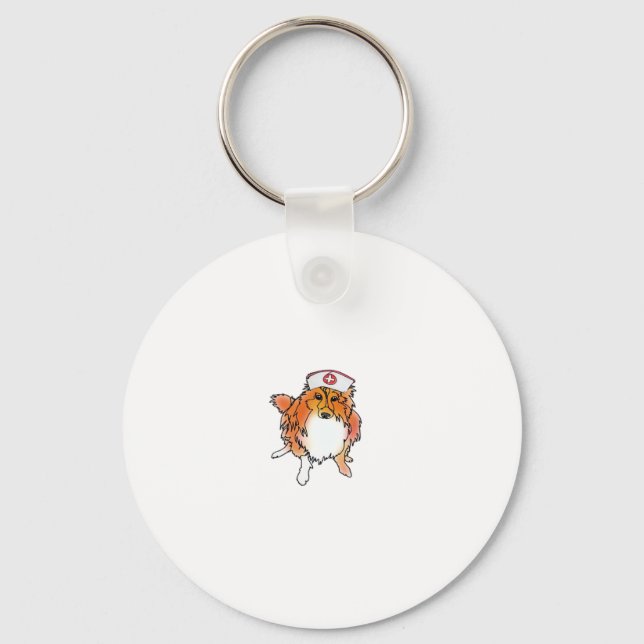 Sheltie Dog in Nurse Hat � animalsinhats Classic T Schlüsselanhänger (Vorderseite)