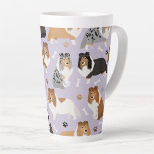 Sheltie Dog Knochen und Paws Latte Tasse
