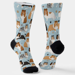 Sheltie Dog Knochen und Paws Socken