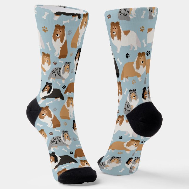 Sheltie Dog Knochen und Paws Socken (Gewinkelt)