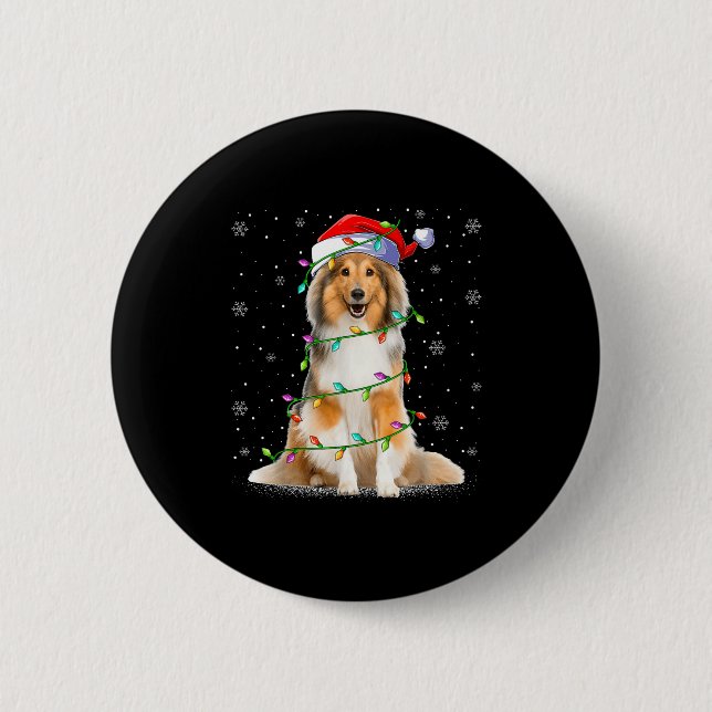 Sheltie Dog Lover Xmas Lighting Santa Sheltie Chri Button (Vorderseite)