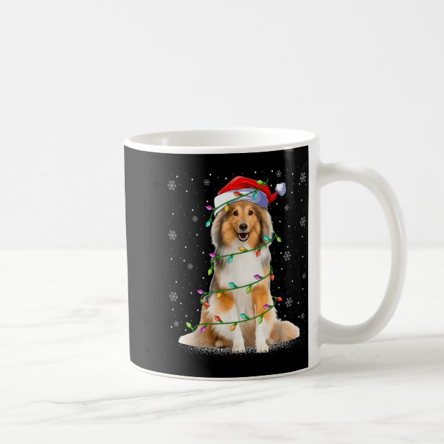 Sheltie Dog Lover Xmas Lighting Santa Sheltie Chri Kaffeetasse (Rechts)