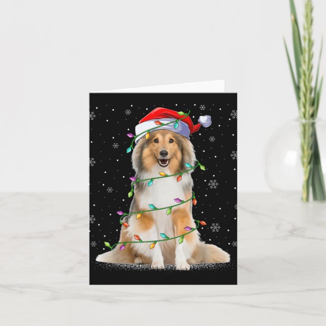 Sheltie Dog Lover Xmas Lighting Santa Sheltie Chri Karte (Vorderseite)