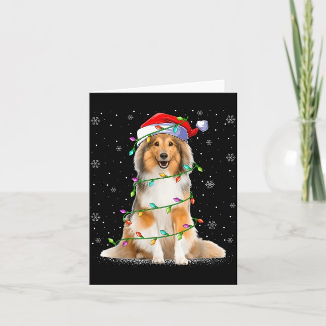 Sheltie Dog Lover Xmas Lighting Santa Sheltie Chri Karte (Vorderseite)