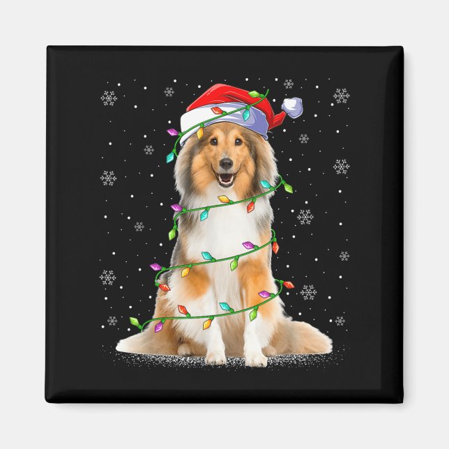 Sheltie Dog Lover Xmas Lighting Santa Sheltie Chri Magnet (Vorne)