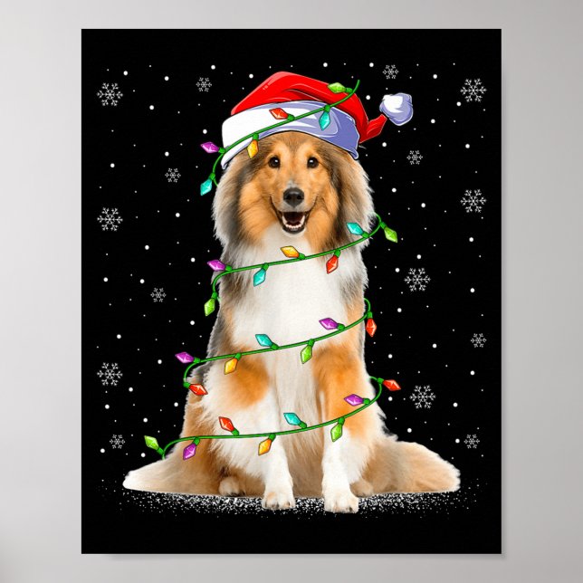 Sheltie Dog Lover Xmas Lighting Santa Sheltie Chri Poster (Vorne)