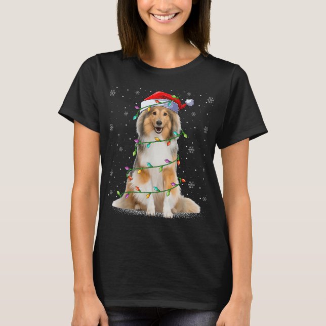 Sheltie Dog Lover Xmas Lighting Santa Sheltie Chri T-Shirt (Vorderseite)