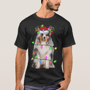 Sheltie Dog Lover Xmas Lighting Santa Sheltie Chri T-Shirt