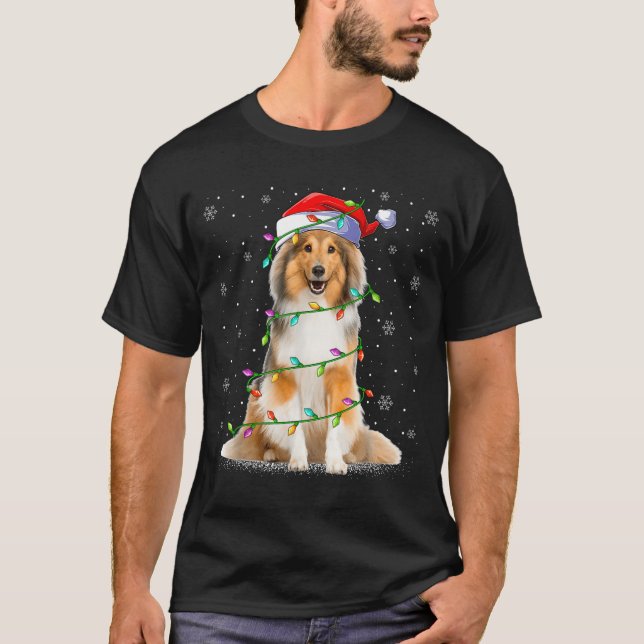 Sheltie Dog Lover Xmas Lighting Santa Sheltie Chri T-Shirt (Vorderseite)