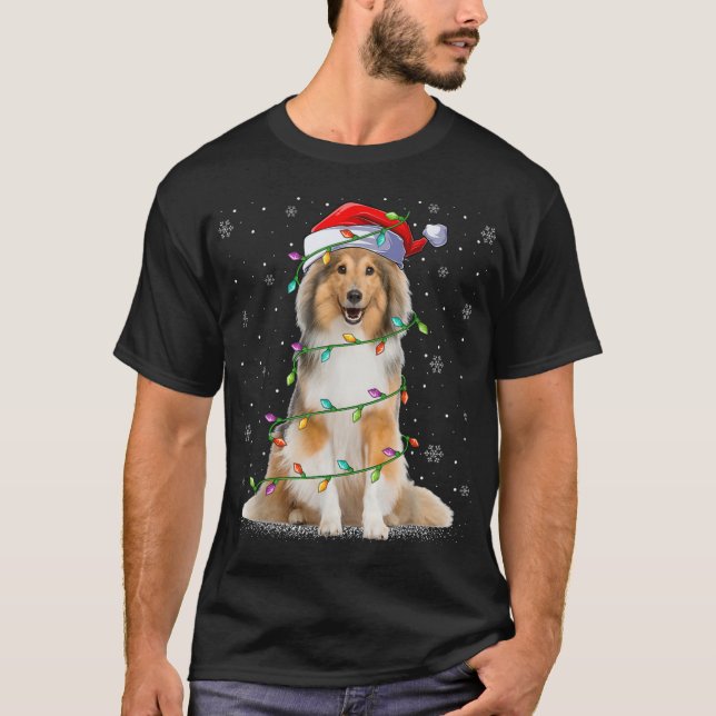 Sheltie Dog Lover Xmas Lighting Santa Sheltie Chri T-Shirt (Vorderseite)