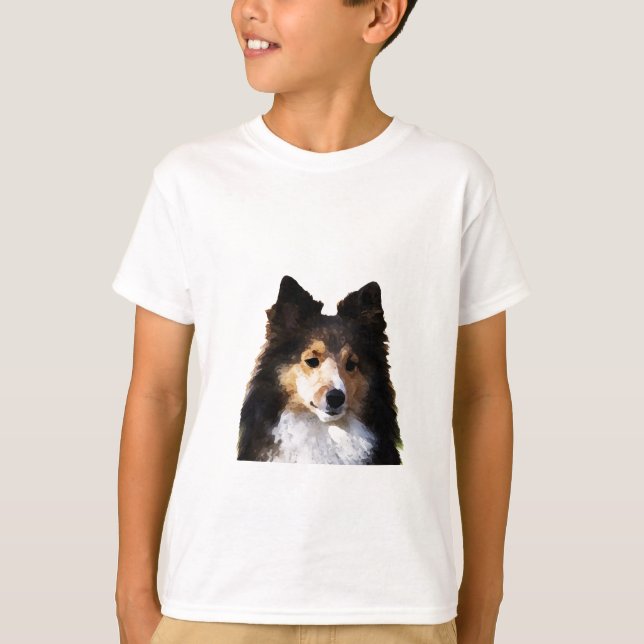Sheltie Dog Malerkizze T-Shirt (Vorderseite)