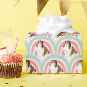 Sheltie Dog Rainbow Pink Birthday Geschenkpapier