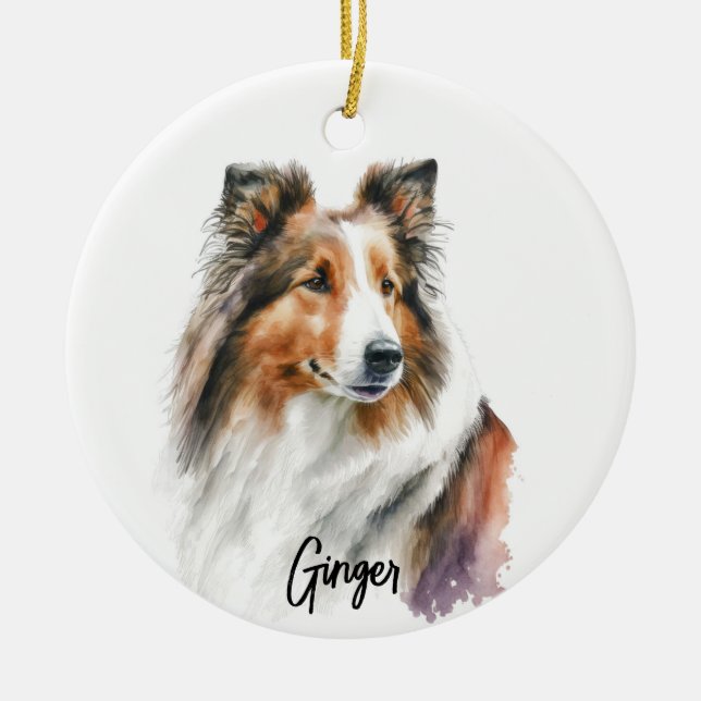 Sheltie Dog Rasse Personalisiert Keramik Ornament (Vorne)