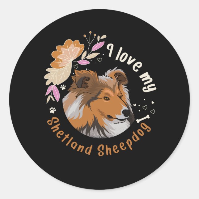 Sheltie Dog Shetland Sheepdog Geschenk Idee Runder Aufkleber (Vorderseite)
