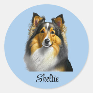 Sheltie Dog Template Runder Aufkleber