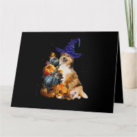 Sheltie Dog Witch And Pumpkins Halloween Thanksgiv