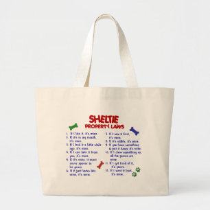 SHELTIE Eigentums-Gesetze 2 Jumbo Stoffbeutel