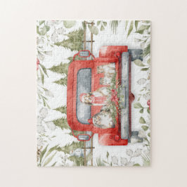 Sheltie Family in Red Truck Weihnachten Puzzle