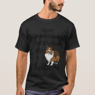 Sheltie Geschenk Alte Frau und Sheltie Sonnenschir T-Shirt