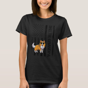 Sheltie Grandpa USA Flag Shetland Sheepdog Eigentü T-Shirt