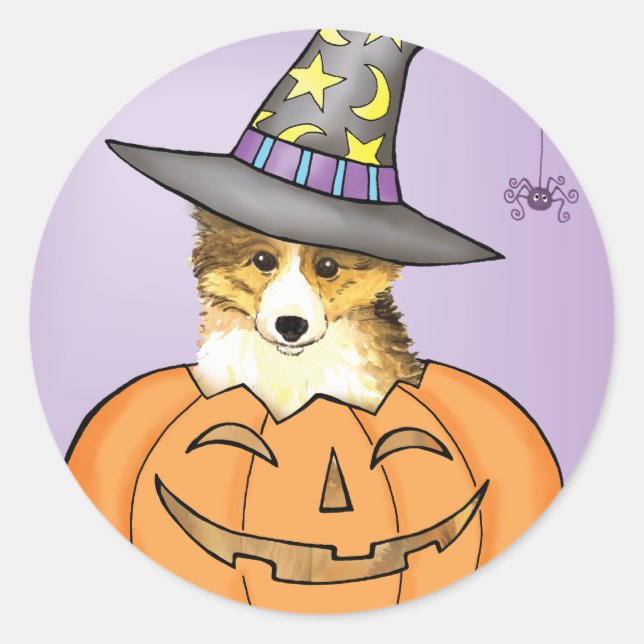 Sheltie Halloween Runder Aufkleber (Vorderseite)