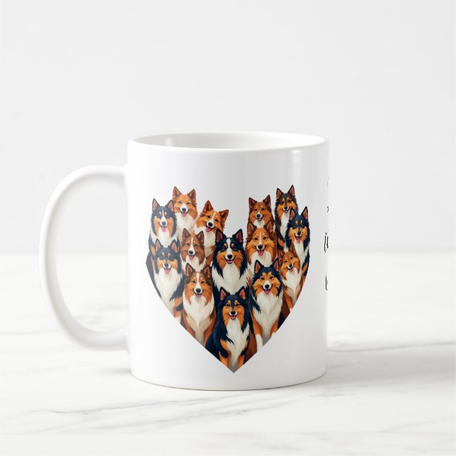 Sheltie Heart Illustration Niedlich Shetland Sheep Kaffeetasse (Links)