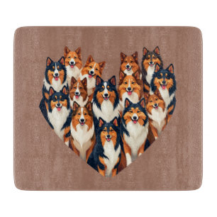 Sheltie Herz Illustration Süßer Shetland Sheepdog Schneidebrett