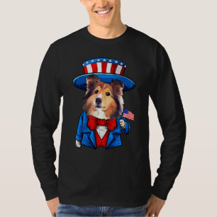 Sheltie Hund 4. Juli Amerikanischer Hund Shetland T-Shirt