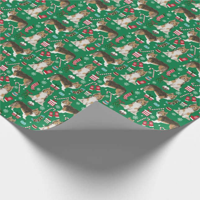 Sheltie Hund Weihnachten Geschenkpapier (Ecke)