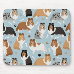 Sheltie Hunde Knochen und Paare Mousepad