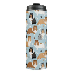 Sheltie Hunde Knochen und Paare Thermosbecher