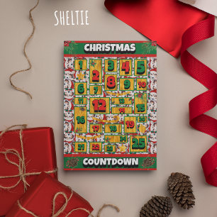 Sheltie-Hunde-Weihnachts-Adventskalender Feiertagskarte